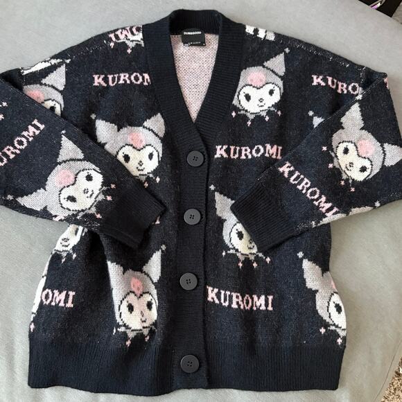 Kuromi Graphic Cardigan Dumbgood Cozycore Goth Hot Topic All Over Print Sz M - Picture 1 of 6